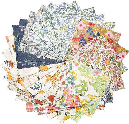 56-Piece Precut Fabric Squares 5”x5”,Charm Packs 5 Inch(Colorful)